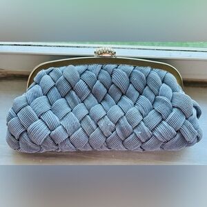 Elegant Gray Woven Clutch